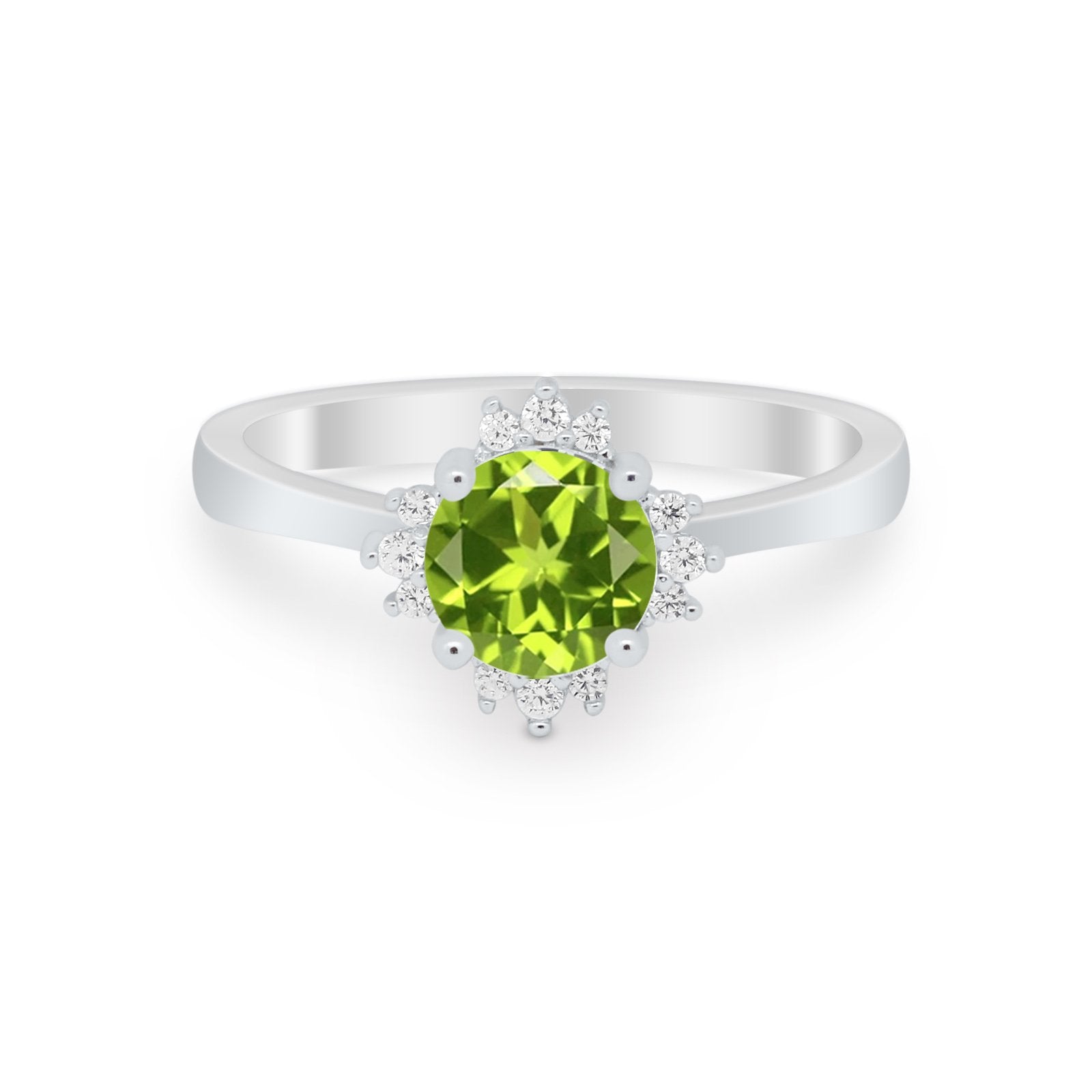Halo Floral Art Deco Wedding Engagement Ring Round CZ 925 Sterling Silver