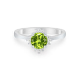 Halo Floral Art Deco Wedding Engagement Ring Round CZ 925 Sterling Silver