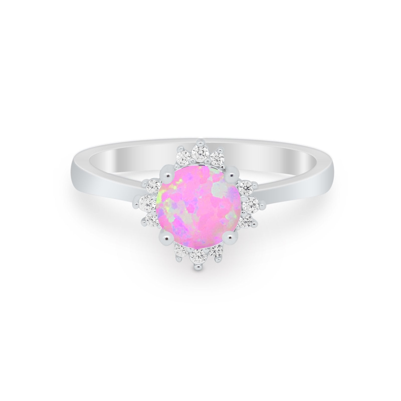 Halo Floral Art Deco Wedding Engagement Ring Round CZ 925 Sterling Silver