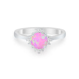 Halo Floral Art Deco Wedding Engagement Ring Round CZ 925 Sterling Silver