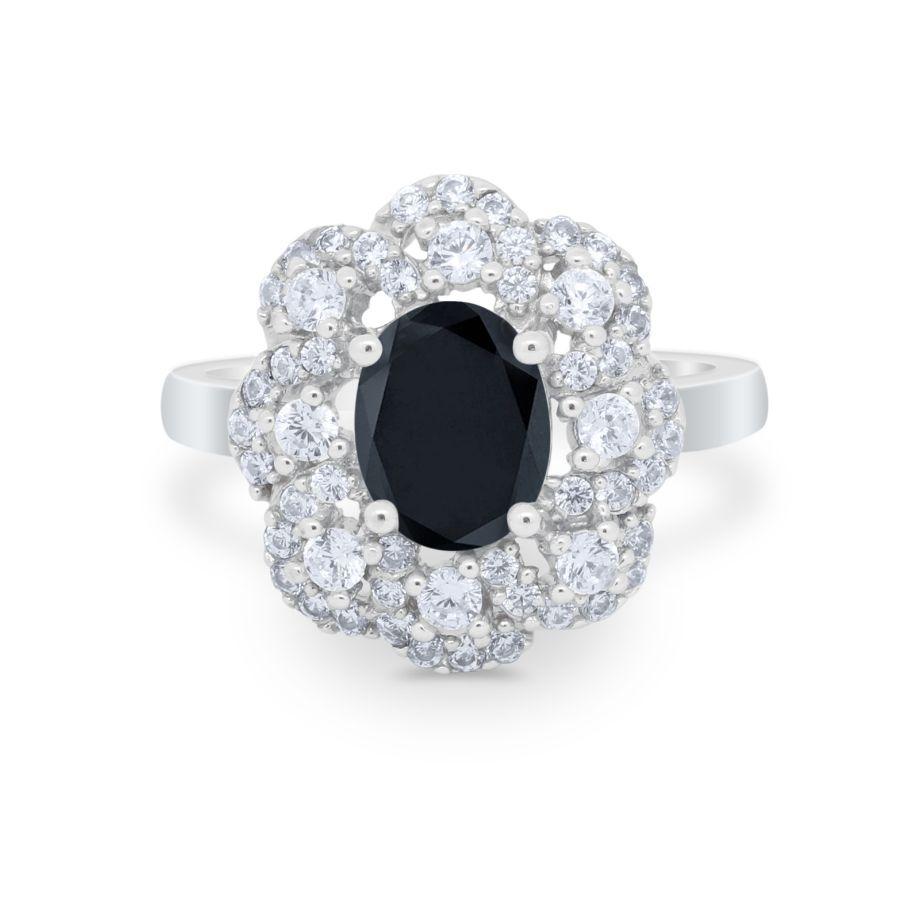 Art Deco Wedding Ring Halo Round Simulated Cubic Zirconia 925 Sterling Silver