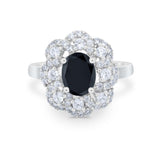 Art Deco Wedding Ring Halo Round Simulated Cubic Zirconia 925 Sterling Silver