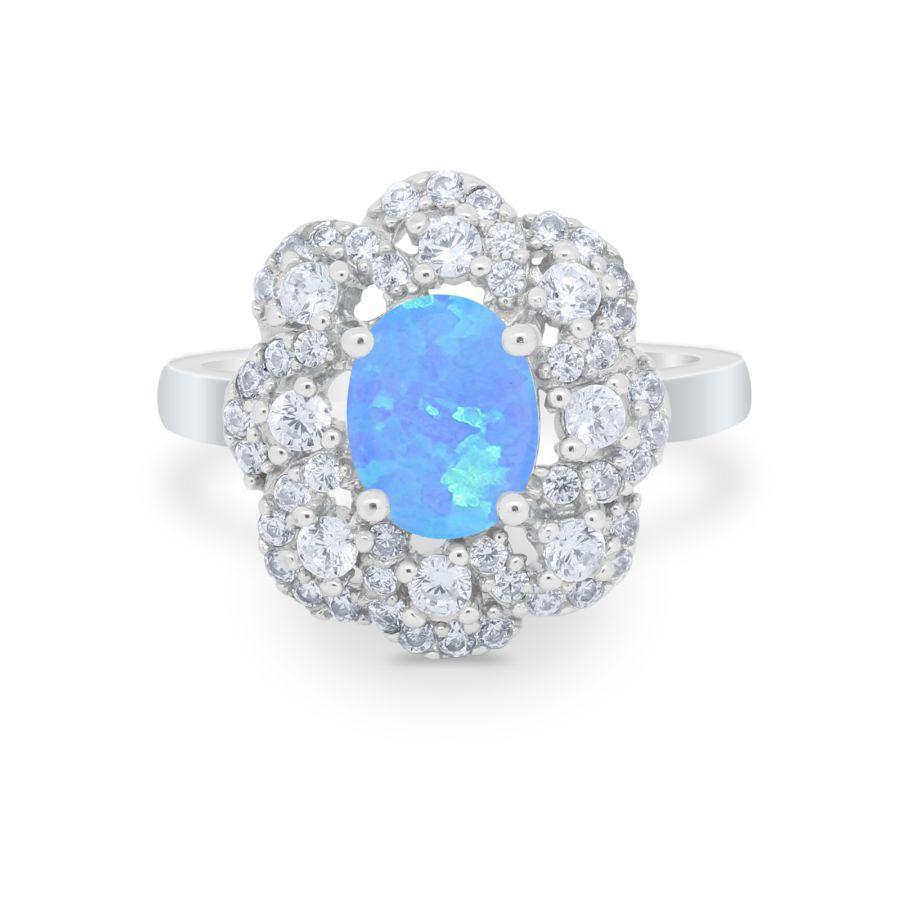 Art Deco Wedding Ring Halo Round Simulated Cubic Zirconia 925 Sterling Silver