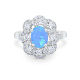 Art Deco Wedding Ring Halo Round Simulated Cubic Zirconia 925 Sterling Silver