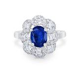 Art Deco Wedding Ring Halo Round Simulated Cubic Zirconia 925 Sterling Silver