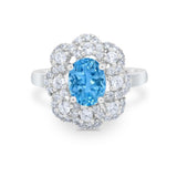 Art Deco Wedding Ring Halo Round Simulated Cubic Zirconia 925 Sterling Silver