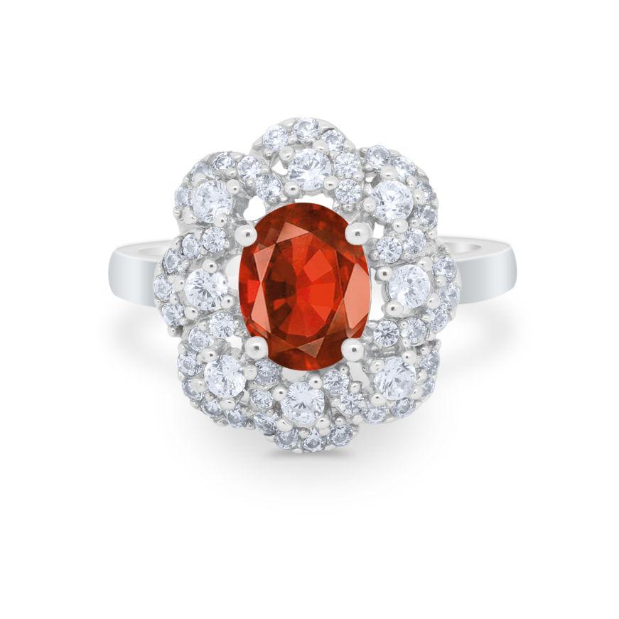 Art Deco Wedding Ring Halo Round Simulated Cubic Zirconia 925 Sterling Silver