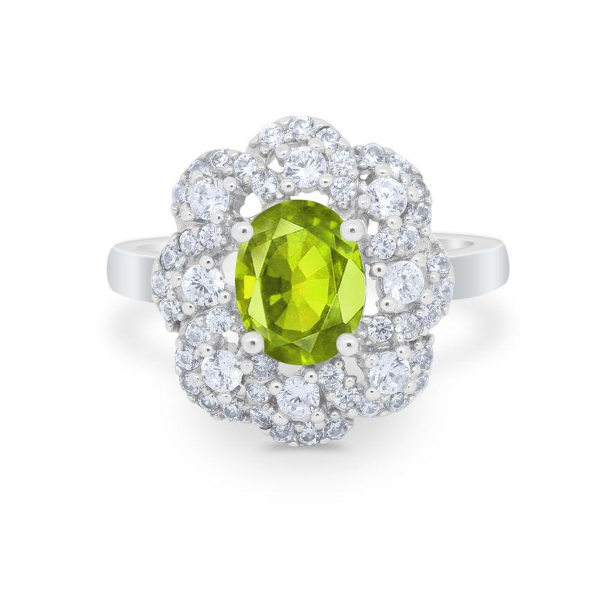 Art Deco Wedding Ring Halo Round Simulated Cubic Zirconia 925 Sterling Silver