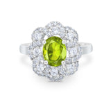 Art Deco Wedding Ring Halo Round Simulated Cubic Zirconia 925 Sterling Silver