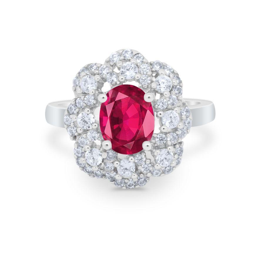 Art Deco Wedding Ring Halo Round Simulated Cubic Zirconia 925 Sterling Silver