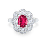 Art Deco Wedding Ring Halo Round Simulated Cubic Zirconia 925 Sterling Silver