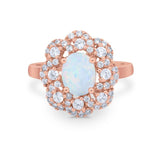 Art Deco Wedding Ring Halo Round Simulated Cubic Zirconia 925 Sterling Silver