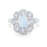 Art Deco Wedding Ring Halo Round Simulated Cubic Zirconia 925 Sterling Silver