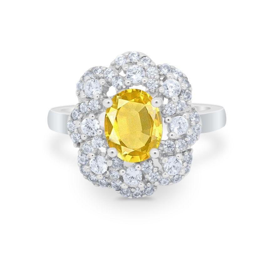 Art Deco Wedding Ring Halo Round Simulated Cubic Zirconia 925 Sterling Silver