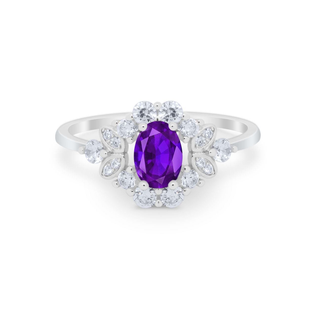 Oval Wedding Ring Vintage Round Simulated Cubic Zirconia 925 Sterling Silver