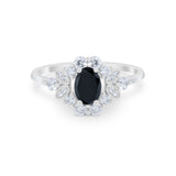 Oval Wedding Ring Vintage Round Simulated Cubic Zirconia 925 Sterling Silver