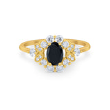 Oval Wedding Ring Vintage Round Simulated Cubic Zirconia 925 Sterling Silver