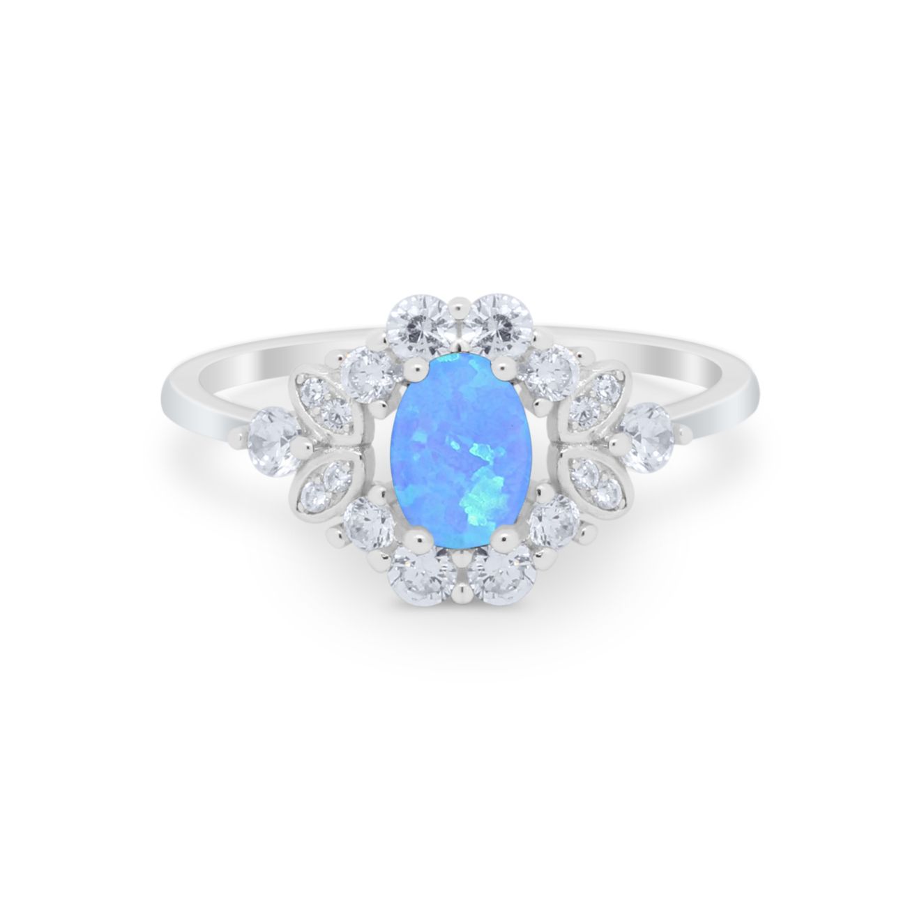 Oval Wedding Ring Vintage Round Simulated Cubic Zirconia 925 Sterling Silver