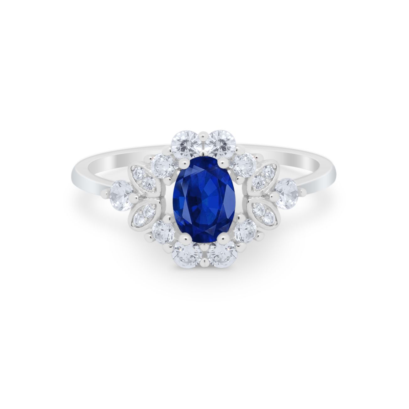 Oval Wedding Ring Vintage Round Simulated Cubic Zirconia 925 Sterling Silver