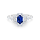 Oval Wedding Ring Vintage Round Simulated Cubic Zirconia 925 Sterling Silver