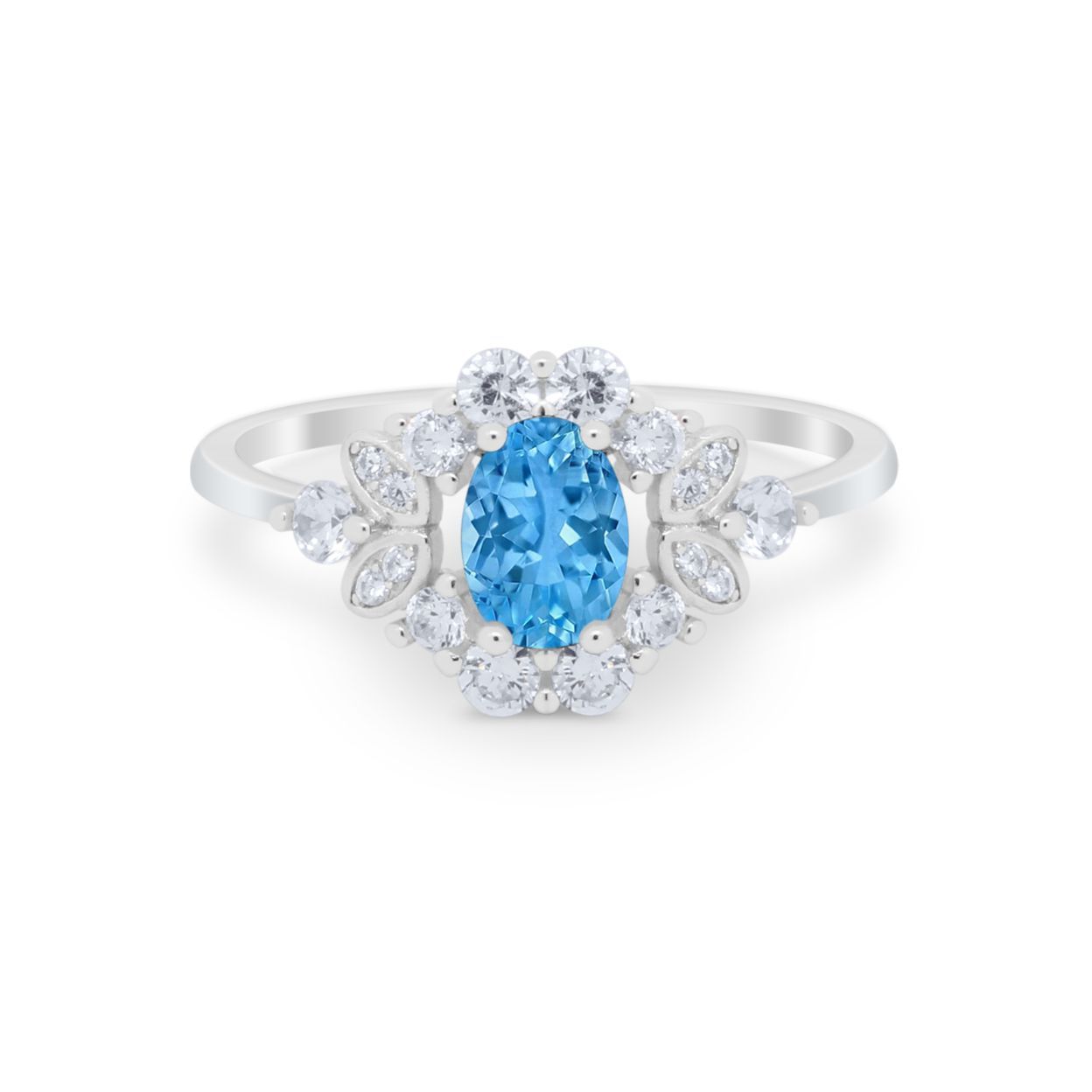 Oval Wedding Ring Vintage Round Simulated Cubic Zirconia 925 Sterling Silver