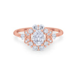 Oval Wedding Ring Vintage Round Simulated Cubic Zirconia 925 Sterling Silver