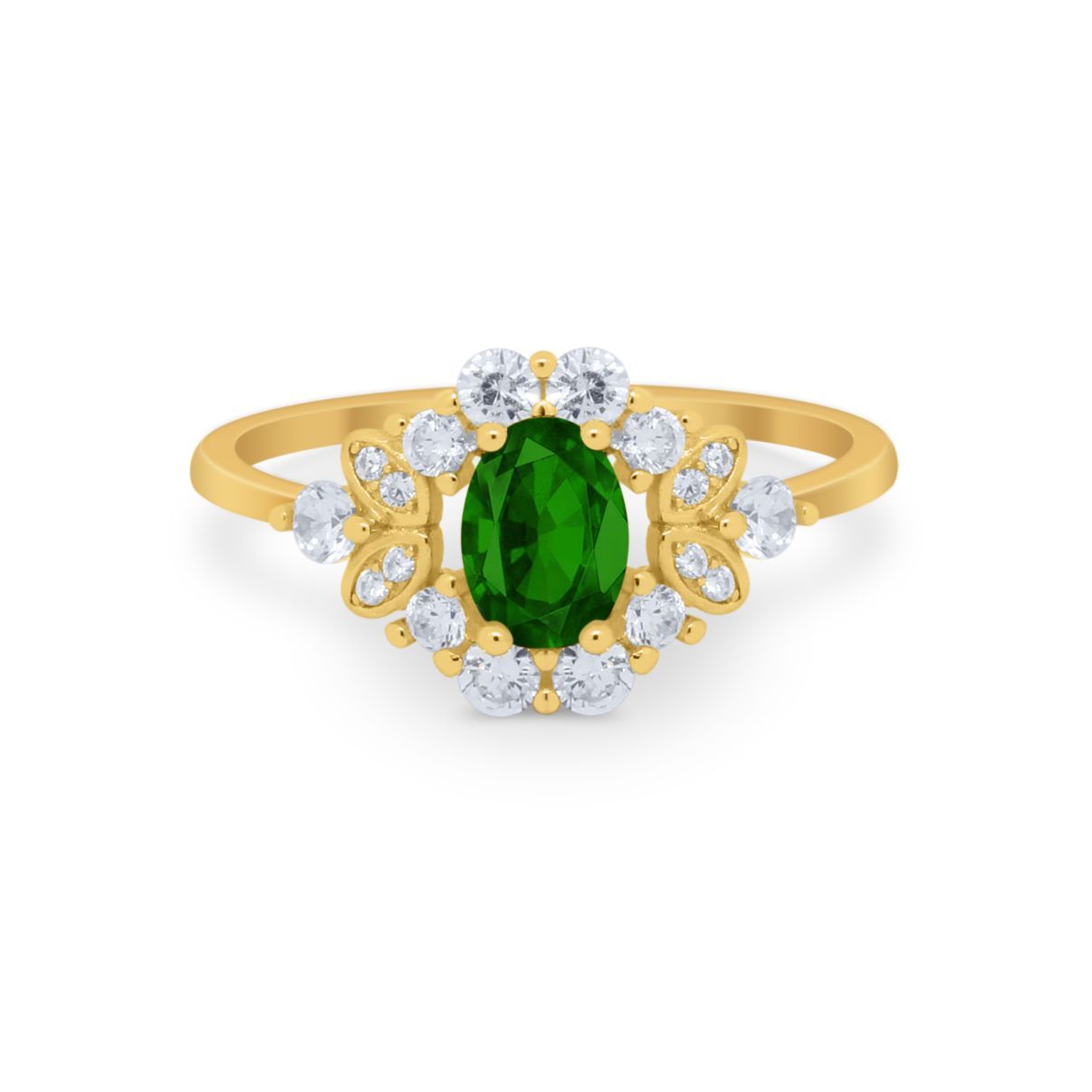 Oval Wedding Ring Vintage Round Simulated Cubic Zirconia 925 Sterling Silver