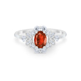 Oval Wedding Ring Vintage Round Simulated Cubic Zirconia 925 Sterling Silver