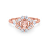 Oval Wedding Ring Vintage Round Simulated Cubic Zirconia 925 Sterling Silver