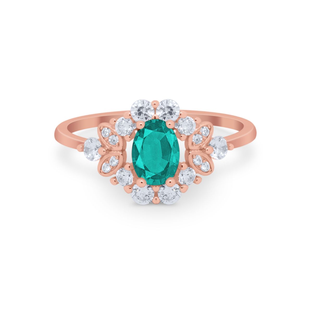 Oval Wedding Ring Vintage Round Simulated Cubic Zirconia 925 Sterling Silver