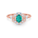 Oval Wedding Ring Vintage Round Simulated Cubic Zirconia 925 Sterling Silver