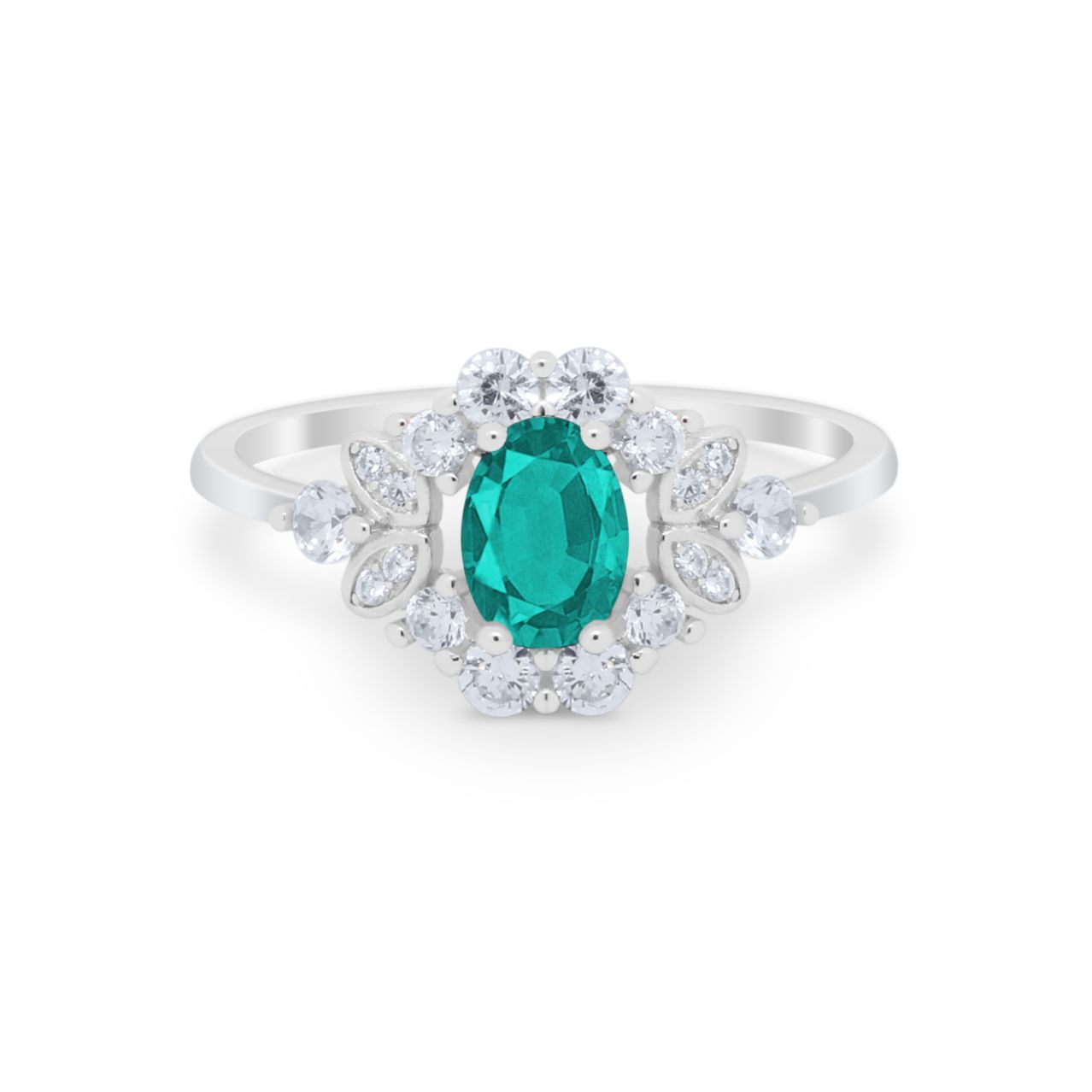 Oval Wedding Ring Vintage Round Simulated Cubic Zirconia 925 Sterling Silver