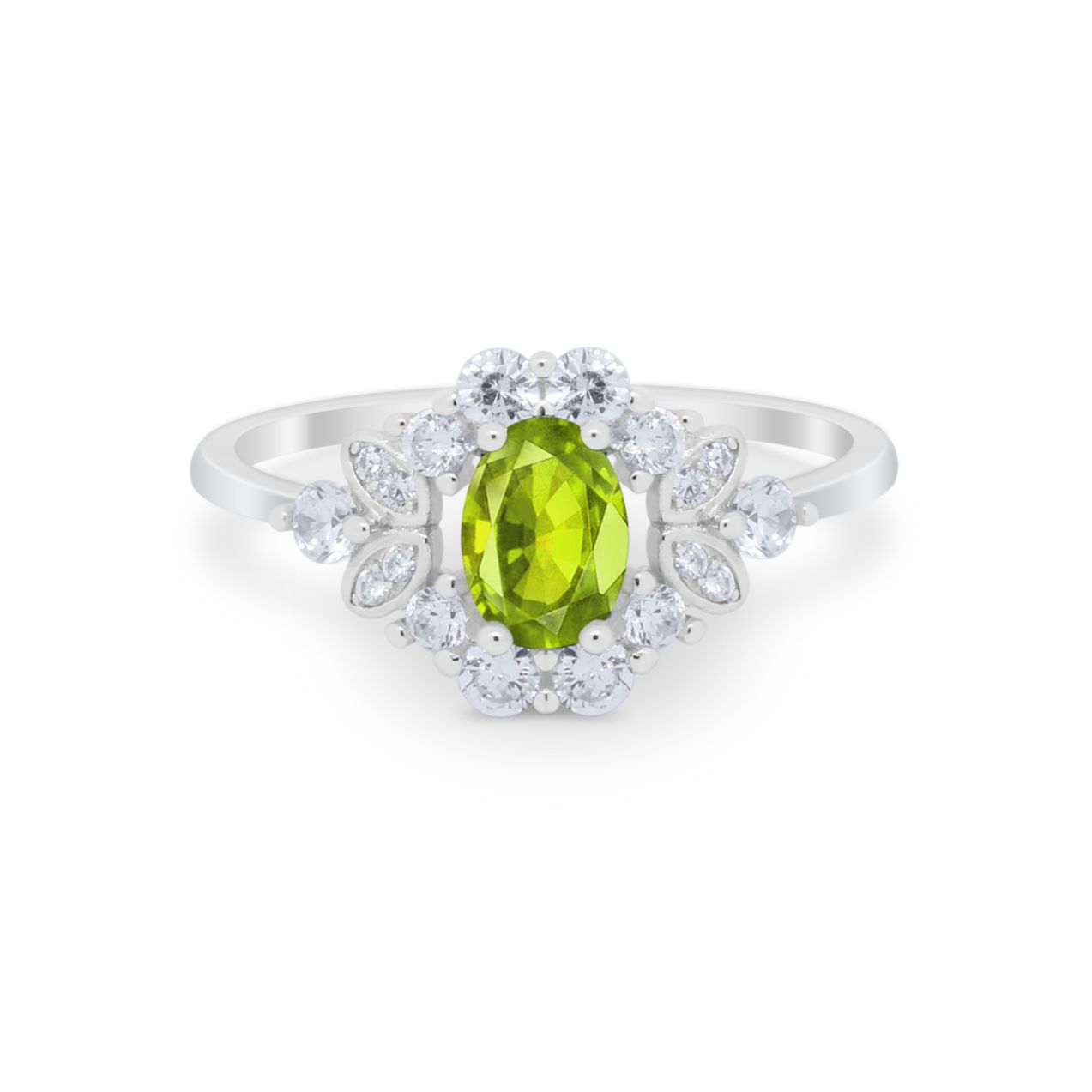 Oval Wedding Ring Vintage Round Simulated Cubic Zirconia 925 Sterling Silver