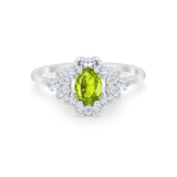 Oval Wedding Ring Vintage Round Simulated Cubic Zirconia 925 Sterling Silver