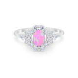 Oval Wedding Ring Vintage Round Simulated Cubic Zirconia 925 Sterling Silver