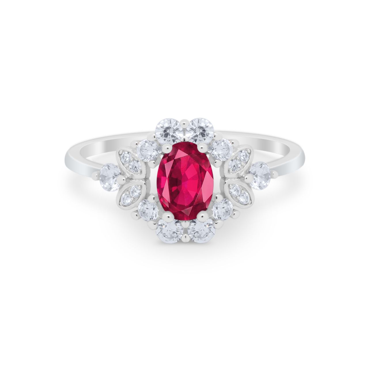 Oval Wedding Ring Vintage Round Simulated Cubic Zirconia 925 Sterling Silver