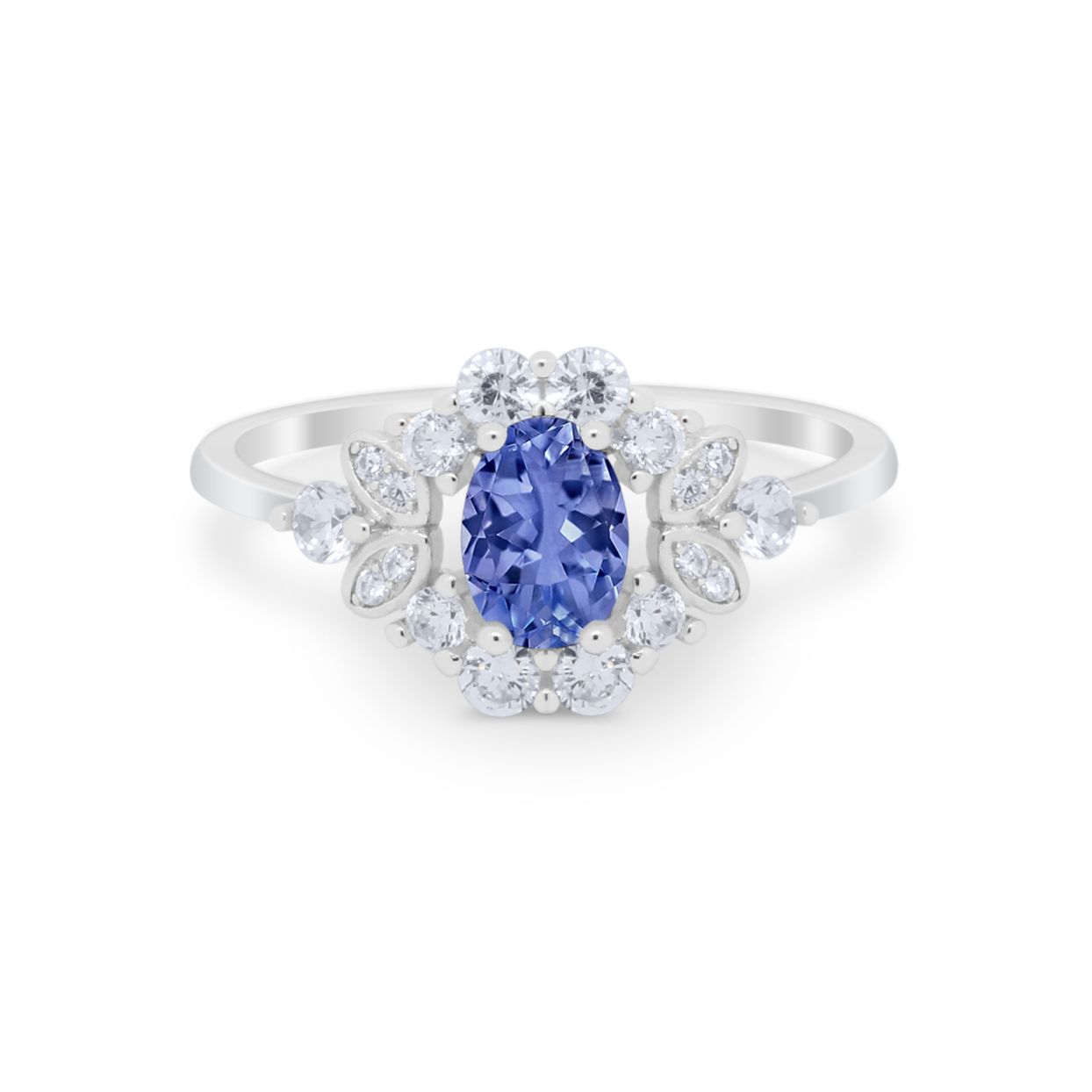 Oval Wedding Ring Vintage Round Simulated Cubic Zirconia 925 Sterling Silver