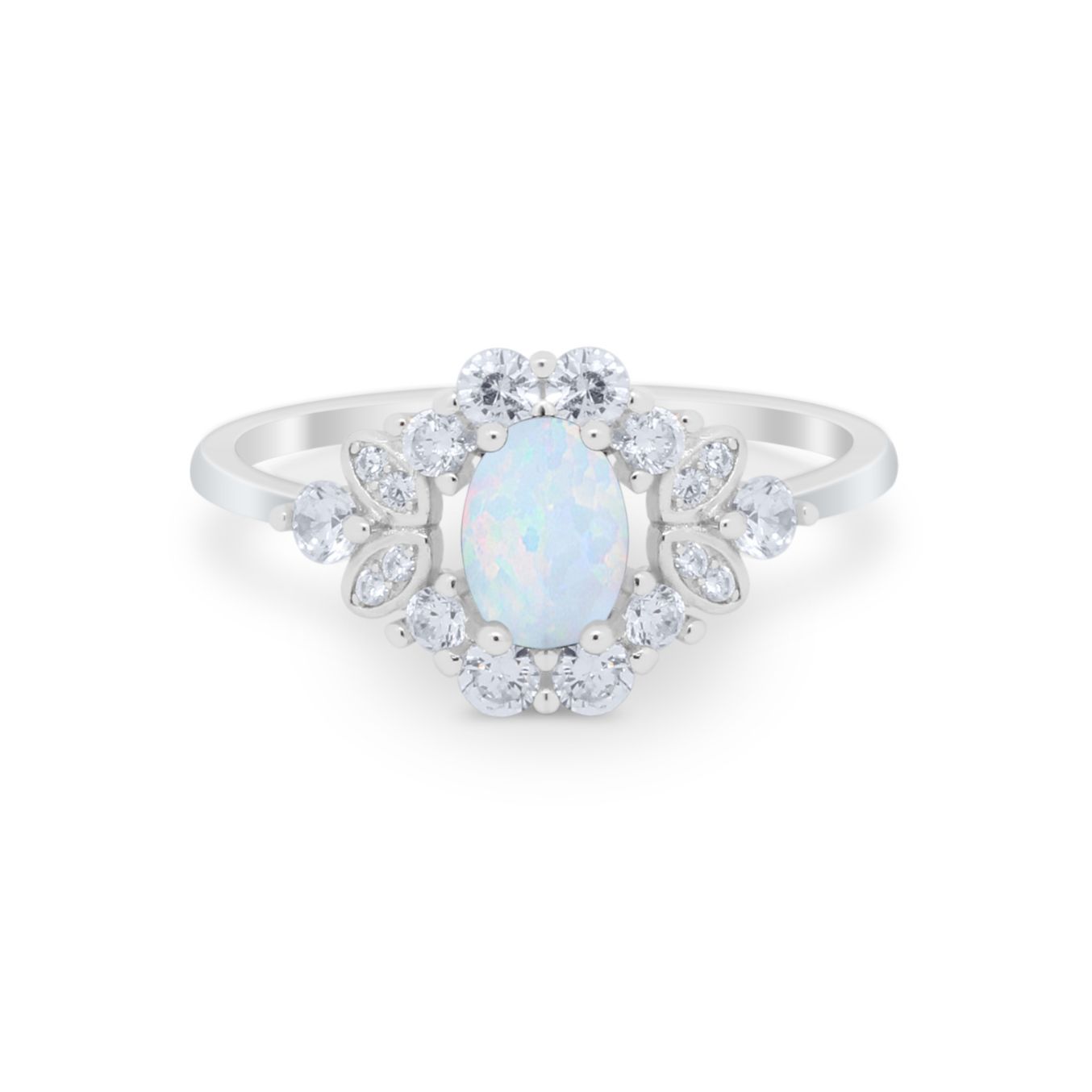 Oval Wedding Ring Vintage Round Simulated Cubic Zirconia 925 Sterling Silver