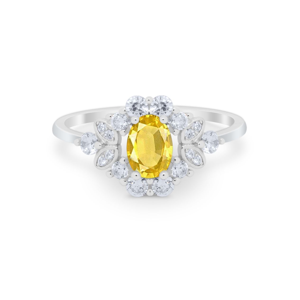 Oval Wedding Ring Vintage Round Simulated Cubic Zirconia 925 Sterling Silver