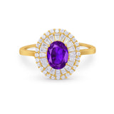 Art Deco Wedding Ring Oval Round Simulated Cubic Zirconia 925 Sterling Silver