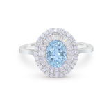 Art Deco Wedding Ring Oval Round Simulated Cubic Zirconia 925 Sterling Silver