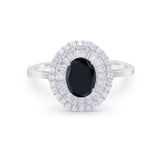 Art Deco Wedding Ring Oval Round Simulated Cubic Zirconia 925 Sterling Silver