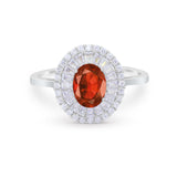 Art Deco Wedding Ring Oval Round Simulated Cubic Zirconia 925 Sterling Silver