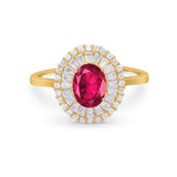 Art Deco Wedding Ring Oval Round Simulated Cubic Zirconia 925 Sterling Silver