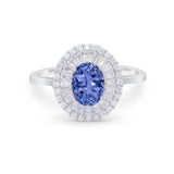 Art Deco Wedding Ring Oval Round Simulated Cubic Zirconia 925 Sterling Silver