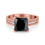 Cushion Cut Wedding Ring Simulated Cubic Zirconia Accent 925 Sterling Silver