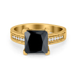 Cushion Cut Wedding Ring Simulated Cubic Zirconia Accent 925 Sterling Silver