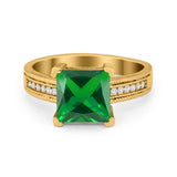 Cushion Cut Wedding Ring Simulated Cubic Zirconia Accent 925 Sterling Silver