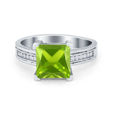 Cushion Cut Wedding Ring Simulated Cubic Zirconia Accent 925 Sterling Silver