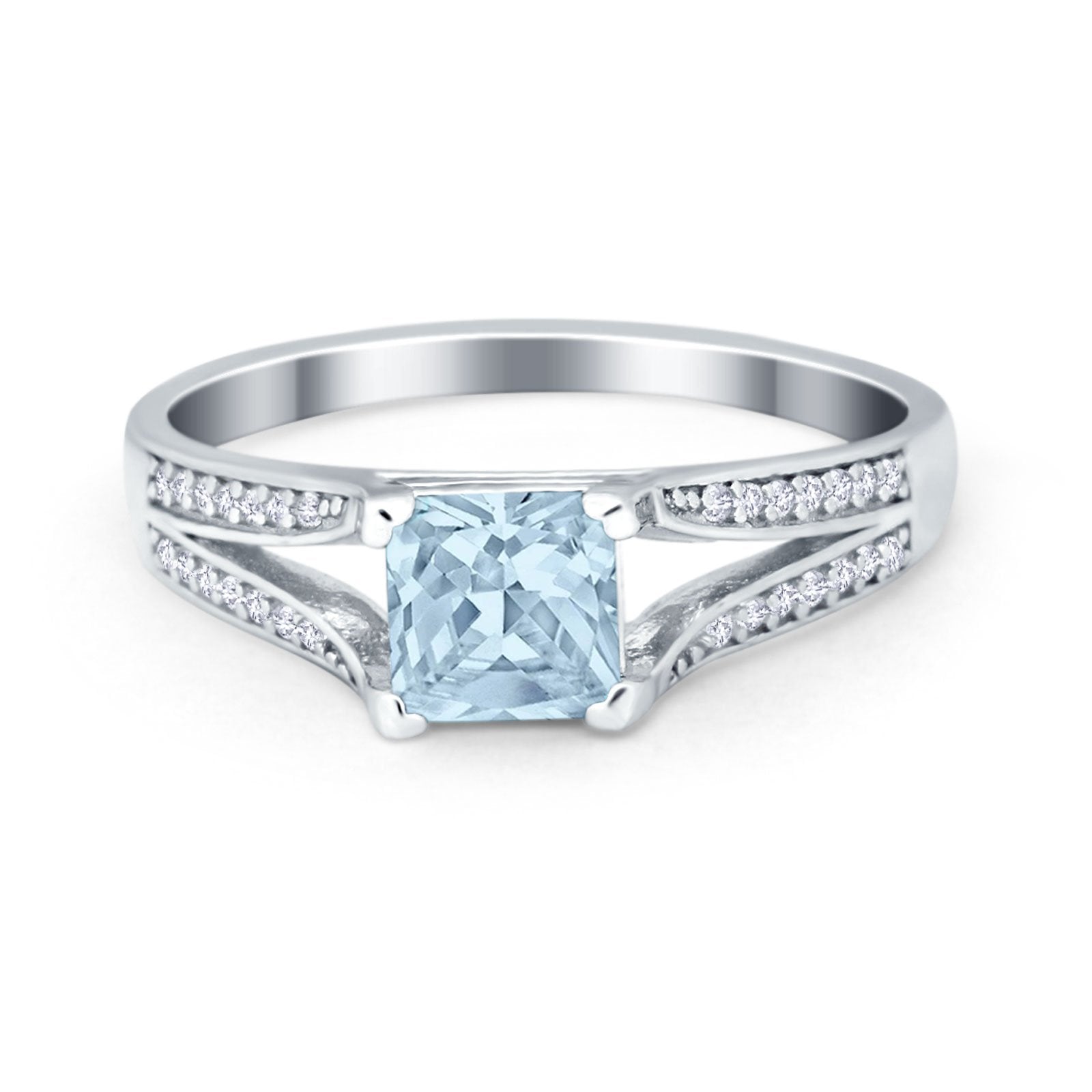 Princess Cut Wedding Ring Simulated Cubic Zirconia 925 Sterling Silver